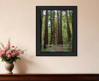 Homezia American Strength 3 Black Framed Print Wall Art In Green