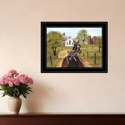 Homezia Amish On Sunday Drive 2 Black Framed Print Wall Art In Multi