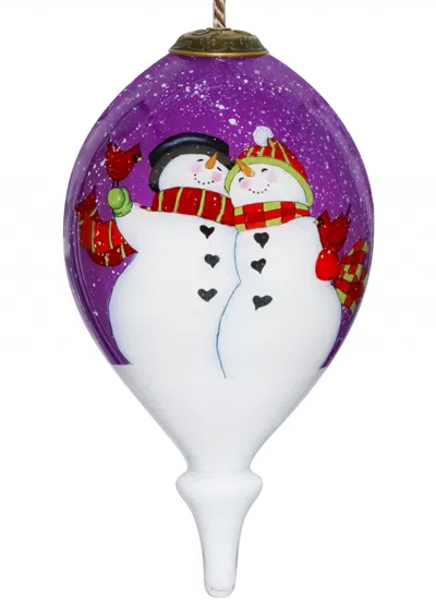 Homezia Amore Snowmen Hand Painted Mouth Blown Glass Ornament