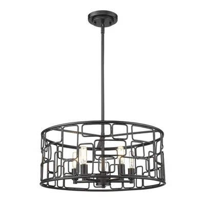 Homezia Amoret 5-light Matte Black Convertible Pendant