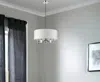 Homezia Andrea 5-light Polished Nickel Drum Pendant With Ivory Hardback Shade