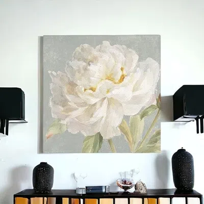 Homezia Angelic White Peony Flower Unframed Print Wall Art