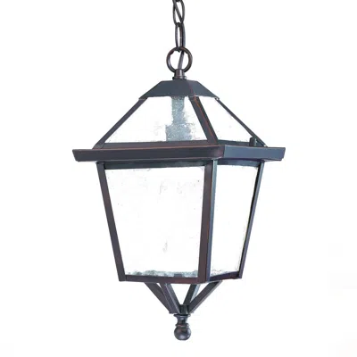 Homezia Antique Bronze Glass Hanging Lantern Light In Black