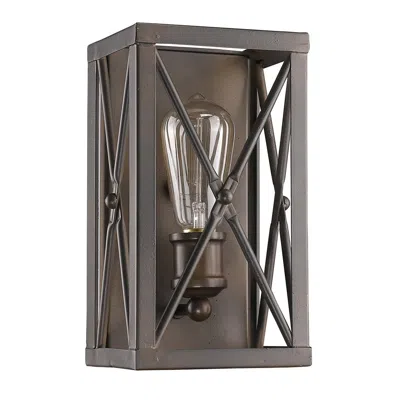 Homezia Antique Bronze Metal Geometric Wall Light In Brown