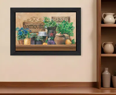 Homezia Antiques And Herbs 3 Black Framed Print Kitchen Wall Art