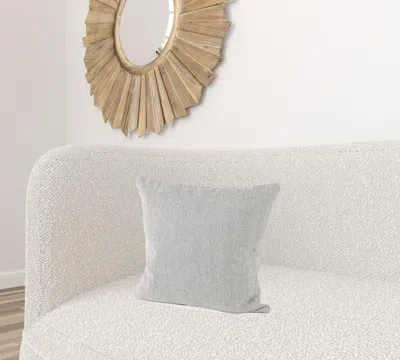 Homezia Ash Gray Basket Weave Accent Throw Pillow In White