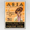 Homezia Asia Via Honolulu Vintage Travel Unframed Print Wall Art