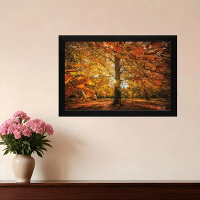 Homezia Autumn Leaves 4 Black Framed Print Wall Art In Pink
