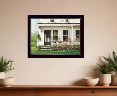 Homezia Back Porch Gathering 2 Black Framed Print Wall Art