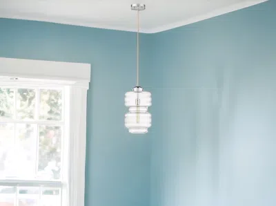 Homezia Ballina 1-light Polished Nickel Mini-pendant In Transparent