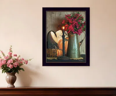 Homezia Basket And Blossoms Black Framed Print Wall Art In Multi