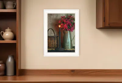 Homezia Basket And Blossoms White Framed Print Wall Art In Multi