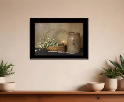 Homezia Basket Of Flowers 2 Black Framed Print Wall Art