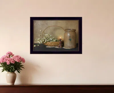 Homezia Basket Of Flowers 3 Black Framed Print Wall Art In Multi