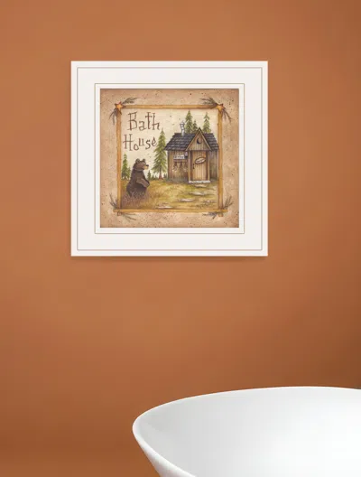 Homezia Bath House 3 White Framed Print Bathroom Wall Art