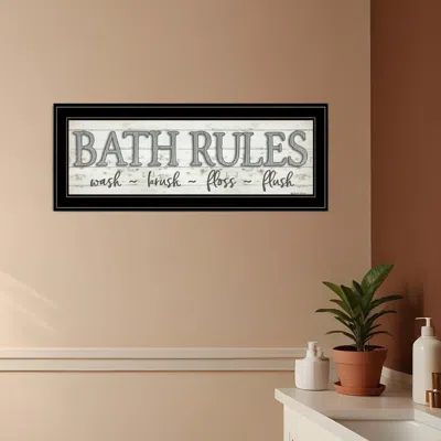 Homezia Bath Rules 2 Black Framed Print Bathroom Wall Art