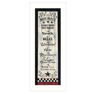Homezia Bath Rules 7 White Framed Print Bathroom Wall Art In Black