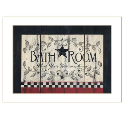 Homezia Bathroom 1 White Framed Print Bathroom Wall Art In Black
