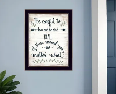 Homezia Be Careful 2 Black Framed Print Wall Art In White
