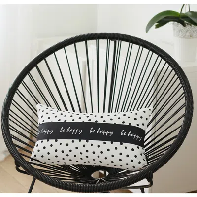 Homezia Be Happy Dots Decorative Rectangle Throw Pillow Cover