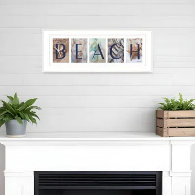 Homezia Beach 1 White Framed Print Wall Art