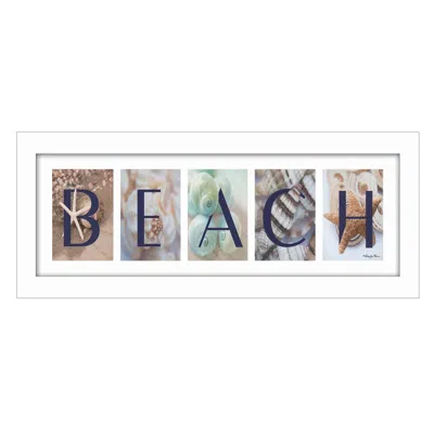 Homezia Beach 5 White Framed Print Wall Art