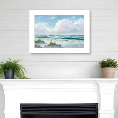Homezia Beach 6 White Framed Print Wall Art In Multi