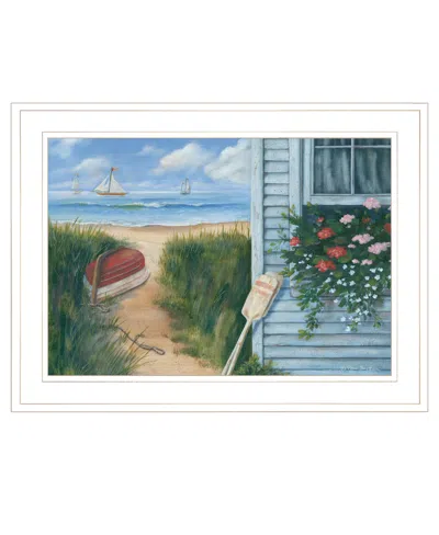 Homezia Beach Cottage 1 White Framed Print Wall Art In Multi