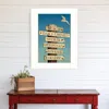 Homezia Beach Directional 2 White Framed Print Wall Art