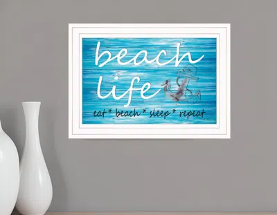 Homezia Beach Life 1 White Framed Print Wall Art