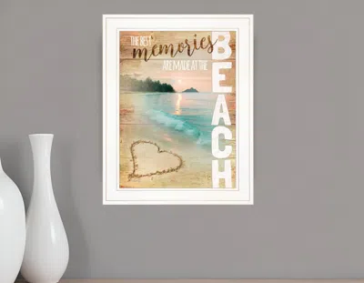 Homezia Beach Memories 1 White Framed Print Wall Art In Multi