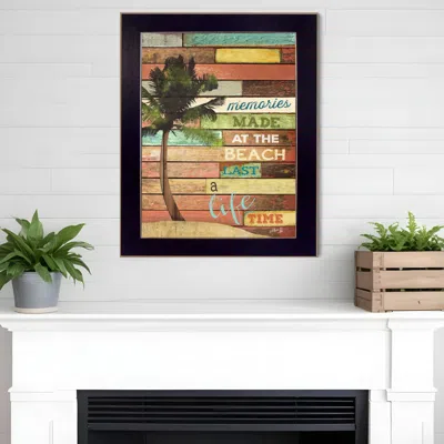 Homezia Beach Memories 4 Black Framed Print Wall Art