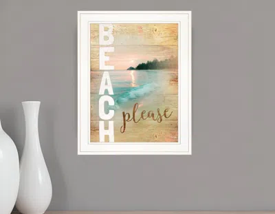 Homezia Beach Please 1 White Framed Print Wall Art