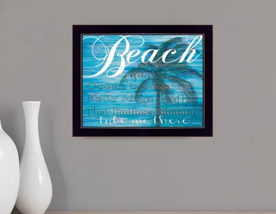 Homezia Beach Take Me There 1 Black Framed Print Wall Art In Blue