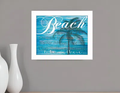 Homezia Beach Take Me There 2 White Framed Print Wall Art In Multi
