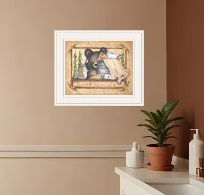 Homezia Bear Necessities 1 White Framed Print Bathroom Wall Art In Multi