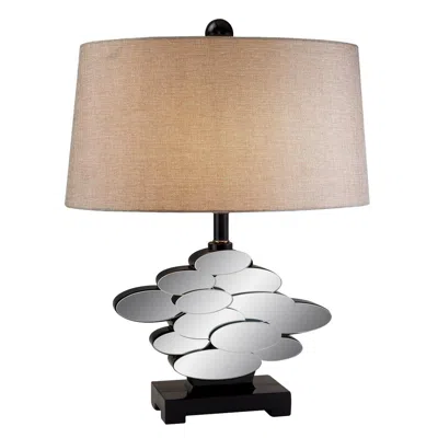 Homezia Beautiful Bronzed Table Lamp With Glass Accents In Metallic