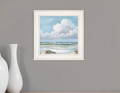 Homezia Beautiful Day Ii White Framed Print Wall Art In Blue
