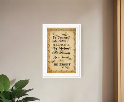 Homezia Bee Happy White Framed Print Wall Art