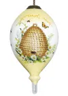 Homezia Beehive Home Sweet Home Hand Painted Mouth Blown Glass Ornament