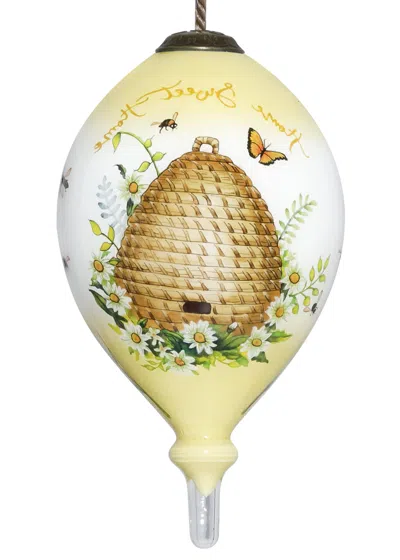 Homezia Beehive Home Sweet Home Hand Painted Mouth Blown Glass Ornament
