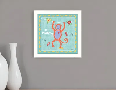 Homezia Beetle And Bob Baby Monkey White Framed Print Wall Art