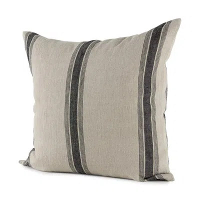Homezia Beige And Black Striped Pillow Cover In Neutral