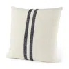 Homezia Beige And Central Blue Stripes Square Accent Pillow Cover