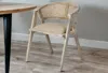 Homezia Beige And Gray Upholstered Linen Curved Back Dining Arm Chair
