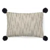 Homezia Beige And Midnight Pom Pom Lumbar Accent Pillow Cover