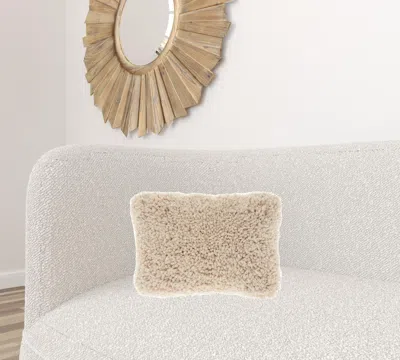 Homezia Beige Knubby Plush Lumbar Throw Pillow