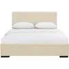 Homezia Beige Upholstered Full Platform Bed
