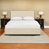 Homezia Beige Upholstered Twin Platform Bed