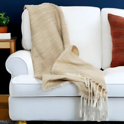 Homezia Beige Woven 100% Poly Pet Throw Blanket